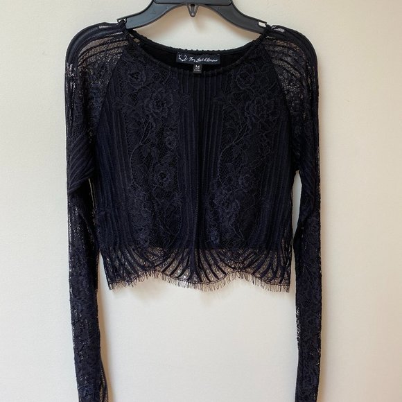 For Love And Lemons Black Lace Top - Picture 1 of 2